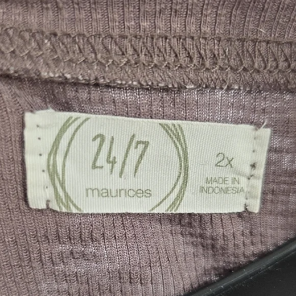 maurices Striped Colorblock Henley Top | Brown | 2X - Picture 4 of 9